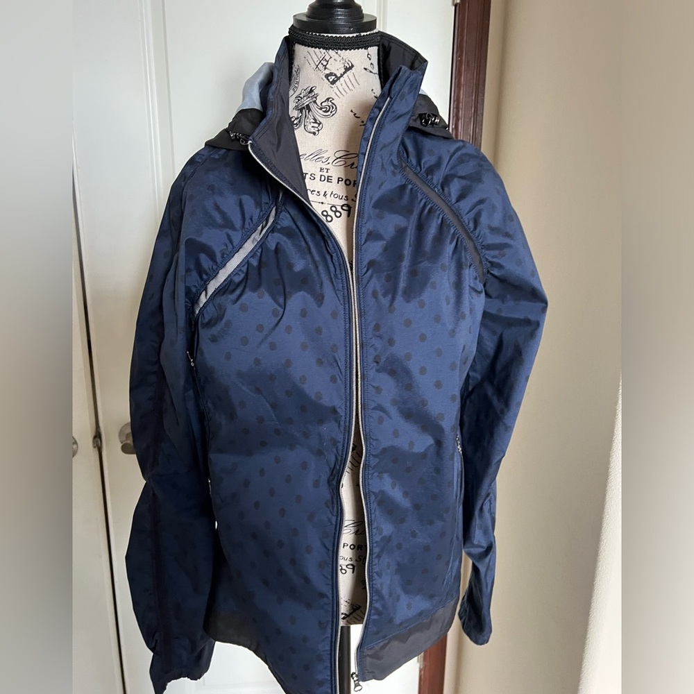 Lululemon Gather And Sprint Jacket Ghost Dot Deep Navy Black / Black Size 8